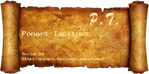 Ponert Tacitusz névjegykártya